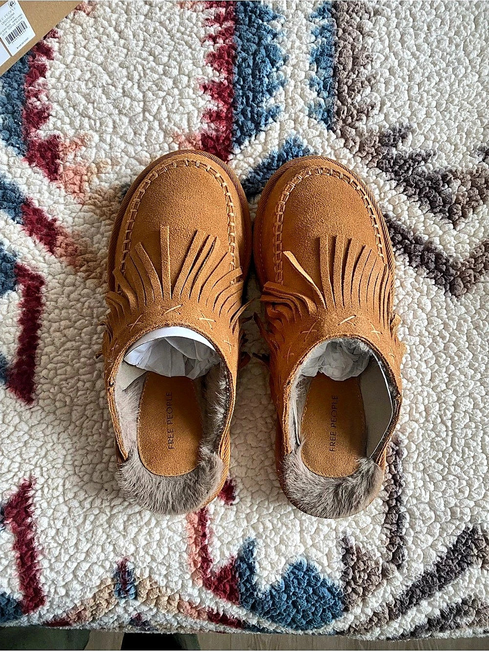 Free people suede fringe slippers never worn